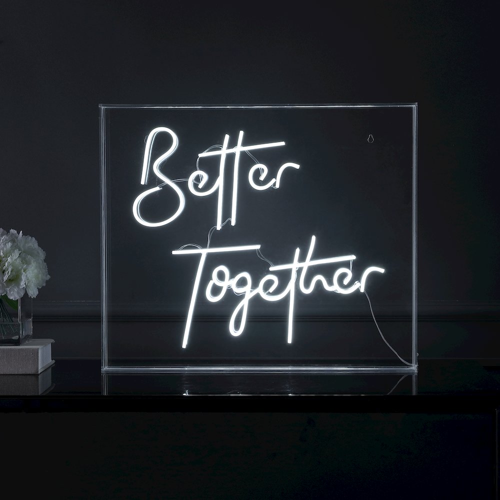 Better Together Contemporary Glam Acrylic Box Usb Operated Led Neon Light. Picture 5