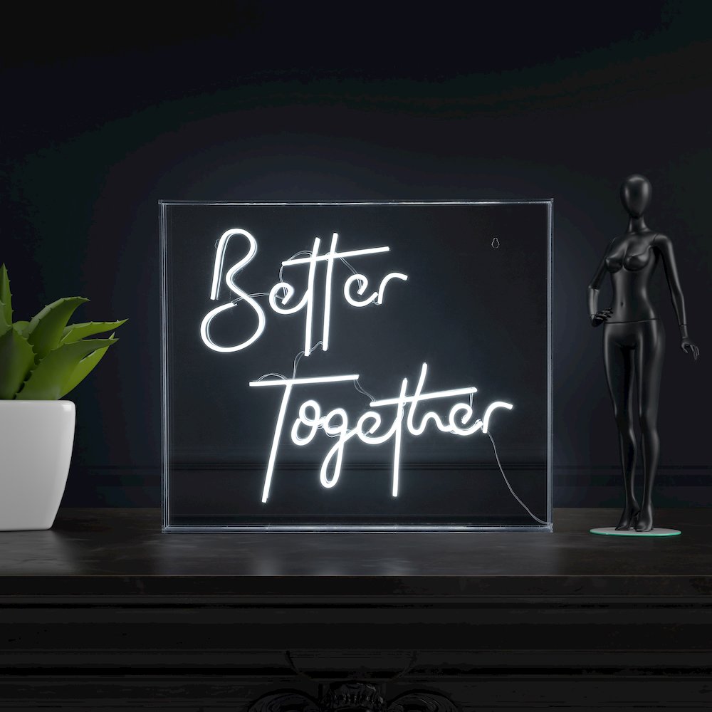 Better Together Contemporary Glam Acrylic Box Usb Operated Led Neon Light. Picture 6