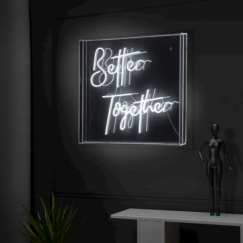 Better Together Contemporary Glam Acrylic Box Usb Operated Led Neon Light. Picture 7