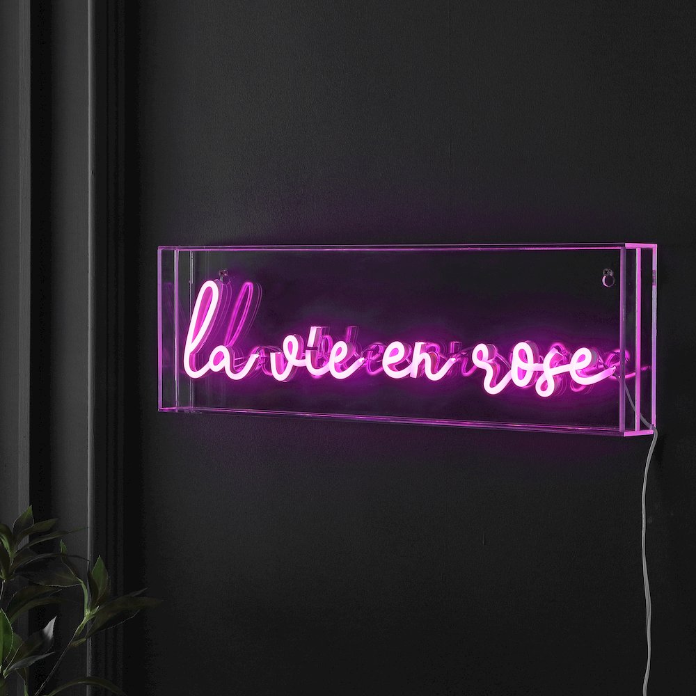 La Vie En Rose Contemporary Glam Acrylic Box Usb Operated Led Neon Light. Picture 2