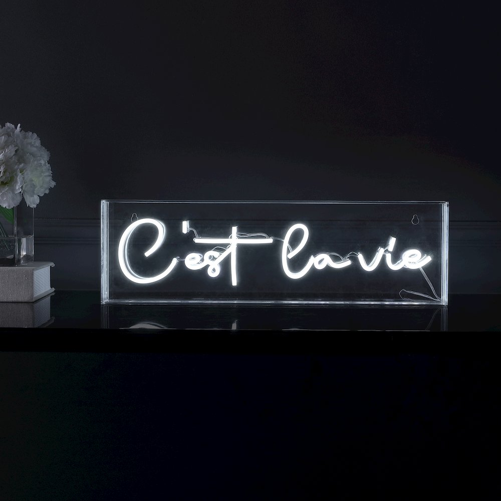 Cest La Vie Contemporary Glam Acrylic Box Usb Operated Led Neon Light. Picture 5