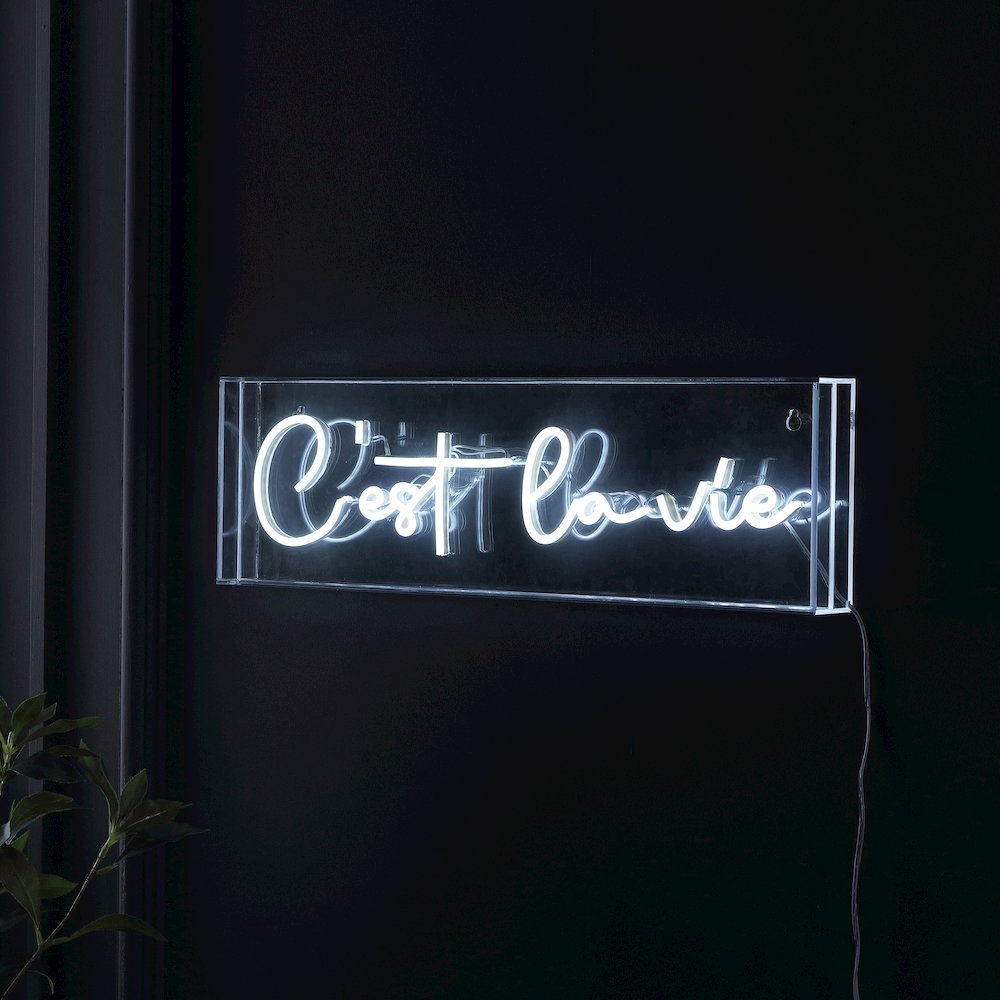 Cest La Vie Contemporary Glam Acrylic Box Usb Operated Led Neon Light. Picture 2