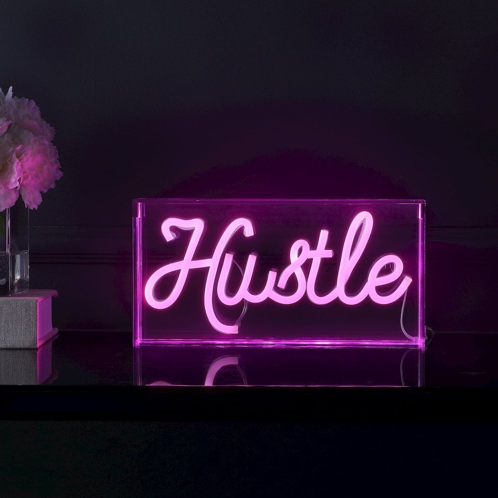 Hustle Contemporary Glam Acrylic Box Usb Operated Led Neon Light. Picture 5