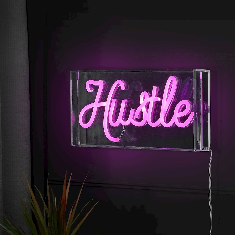 Hustle Contemporary Glam Acrylic Box Usb Operated Led Neon Light. Picture 7