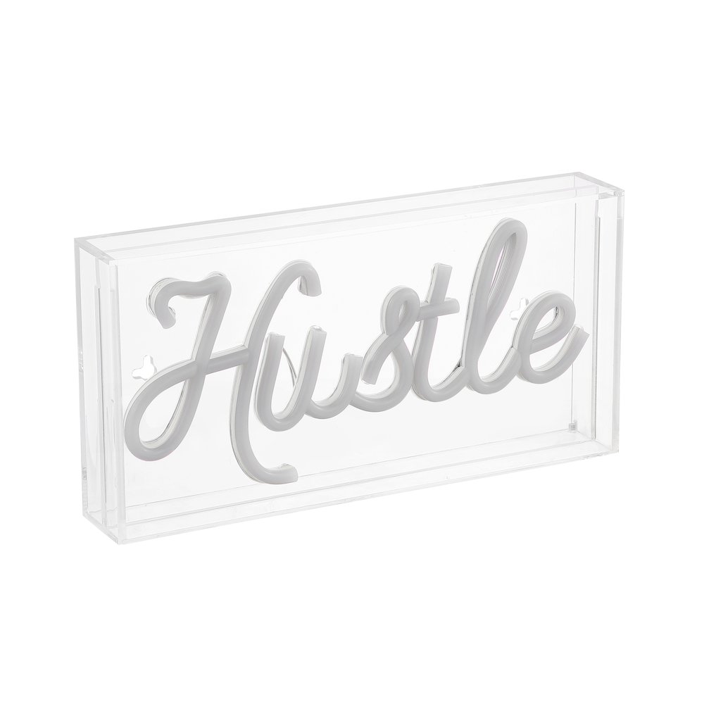 Hustle Contemporary Glam Acrylic Box Usb Operated Led Neon Light. Picture 1