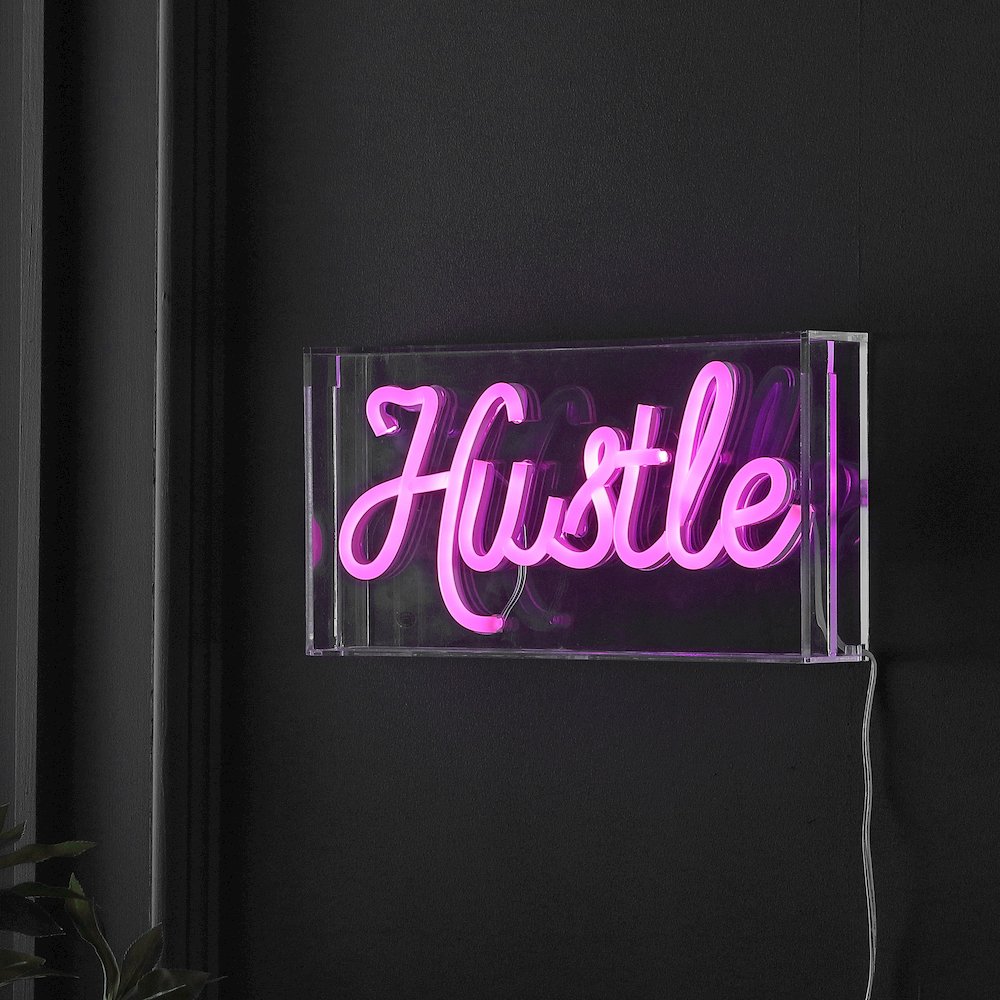 Hustle Contemporary Glam Acrylic Box Usb Operated Led Neon Light. Picture 2