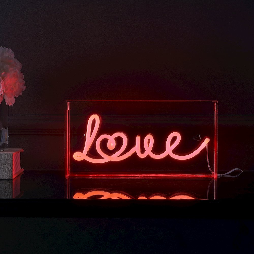 Love Contemporary Glam Acrylic Box Usb Operated Led Neon Light. Picture 5