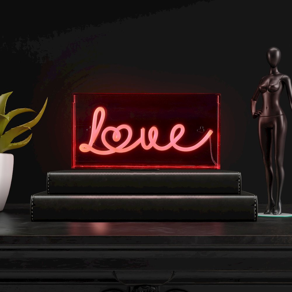 Love Contemporary Glam Acrylic Box Usb Operated Led Neon Light. Picture 6