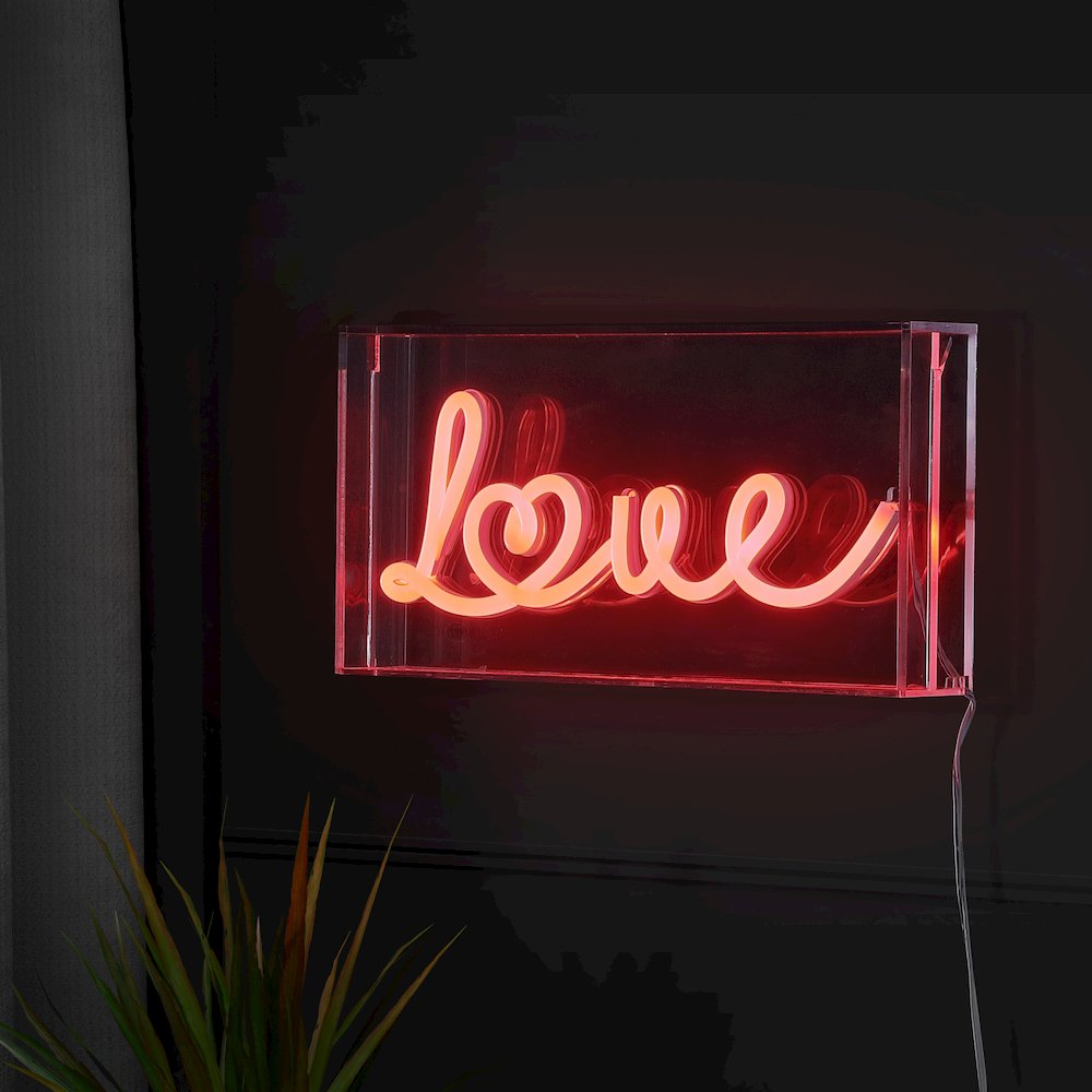 Love Contemporary Glam Acrylic Box Usb Operated Led Neon Light. Picture 7