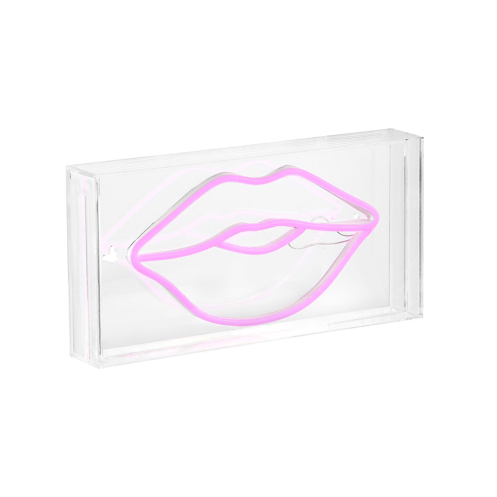 Lips Contemporary Glam Acrylic Box Usb Operated Led Neon Light. Picture 4