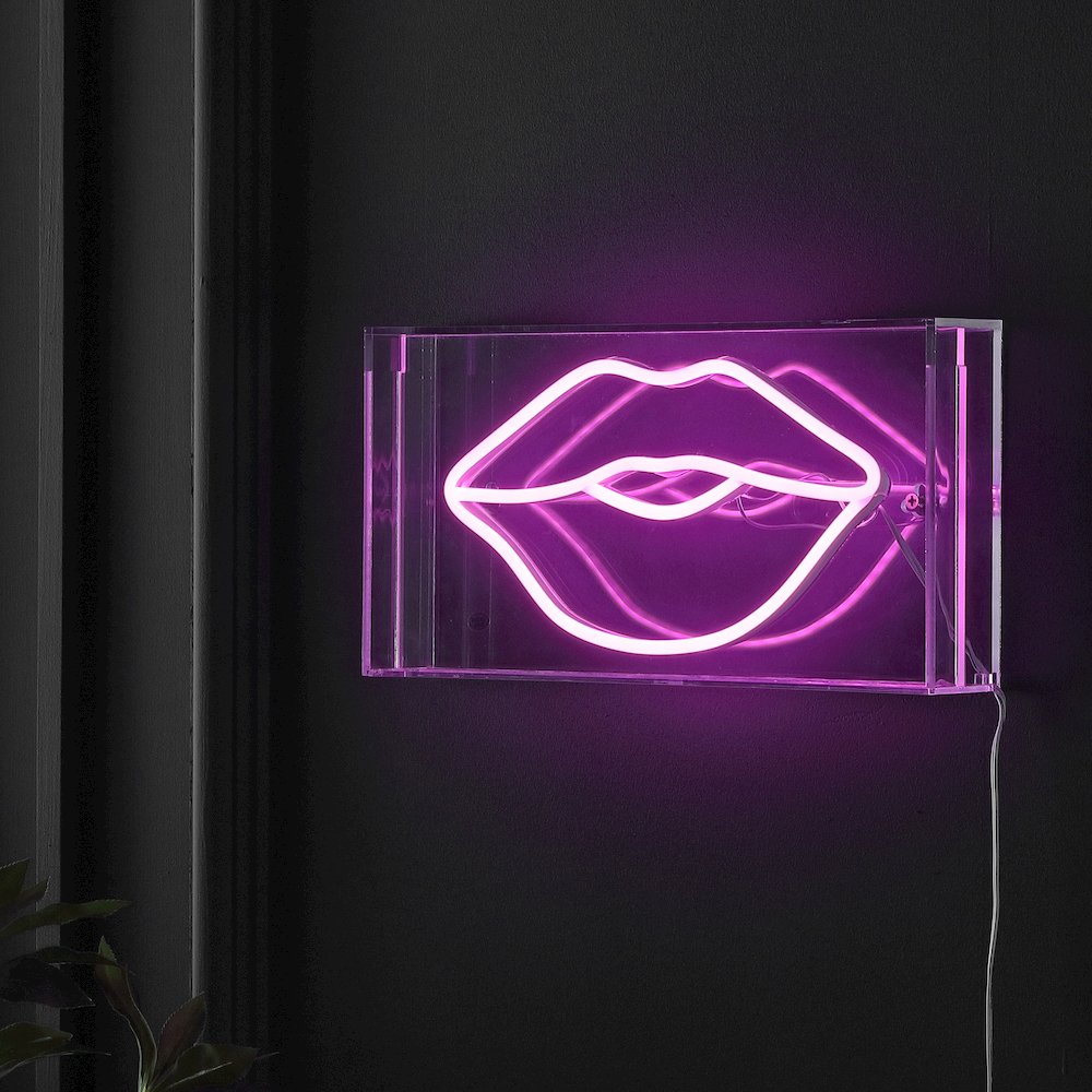 Lips Contemporary Glam Acrylic Box Usb Operated Led Neon Light. Picture 2
