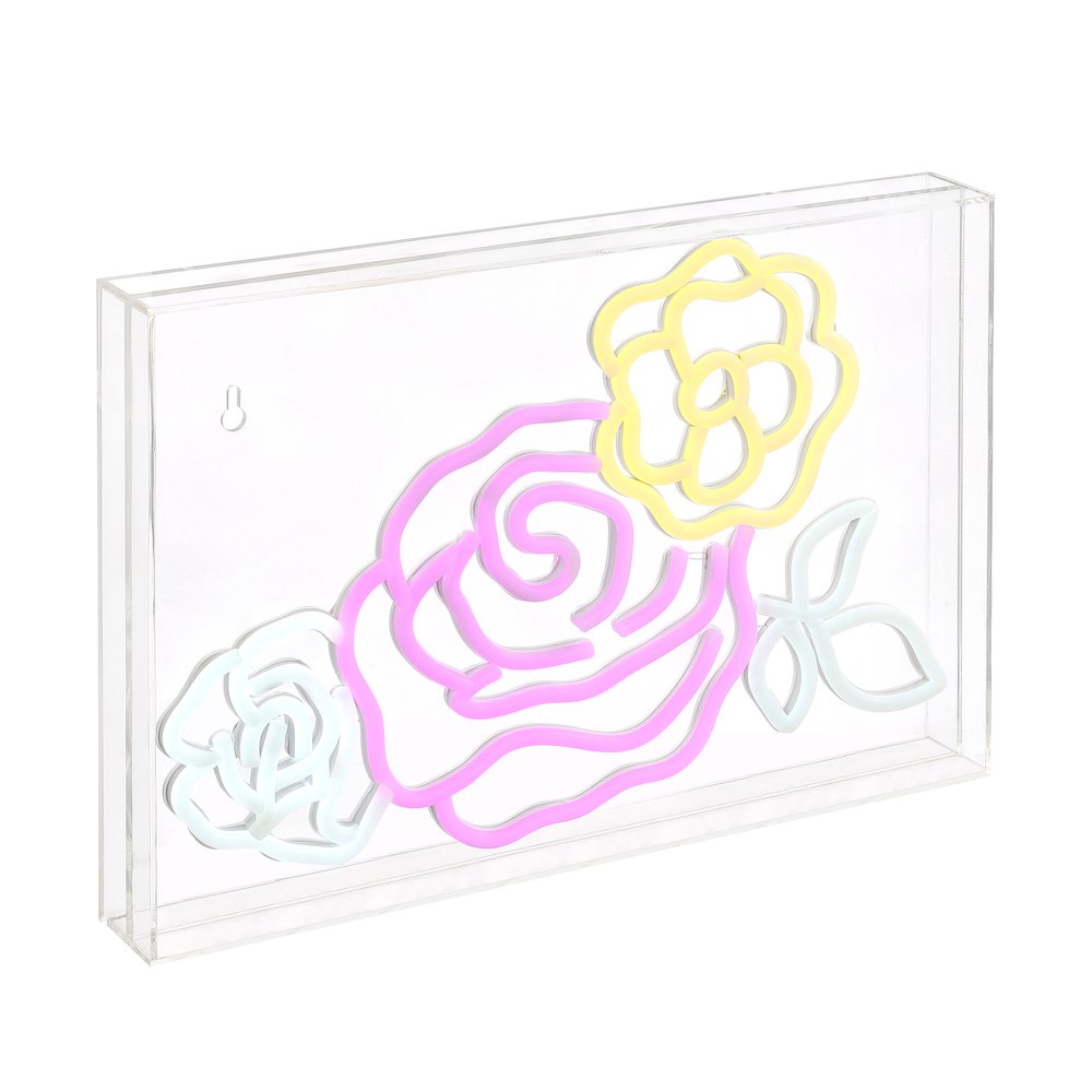 Crowd Of Roses Contemporary Glam Acrylic Box Usb Operated Led Neon Light. Picture 4