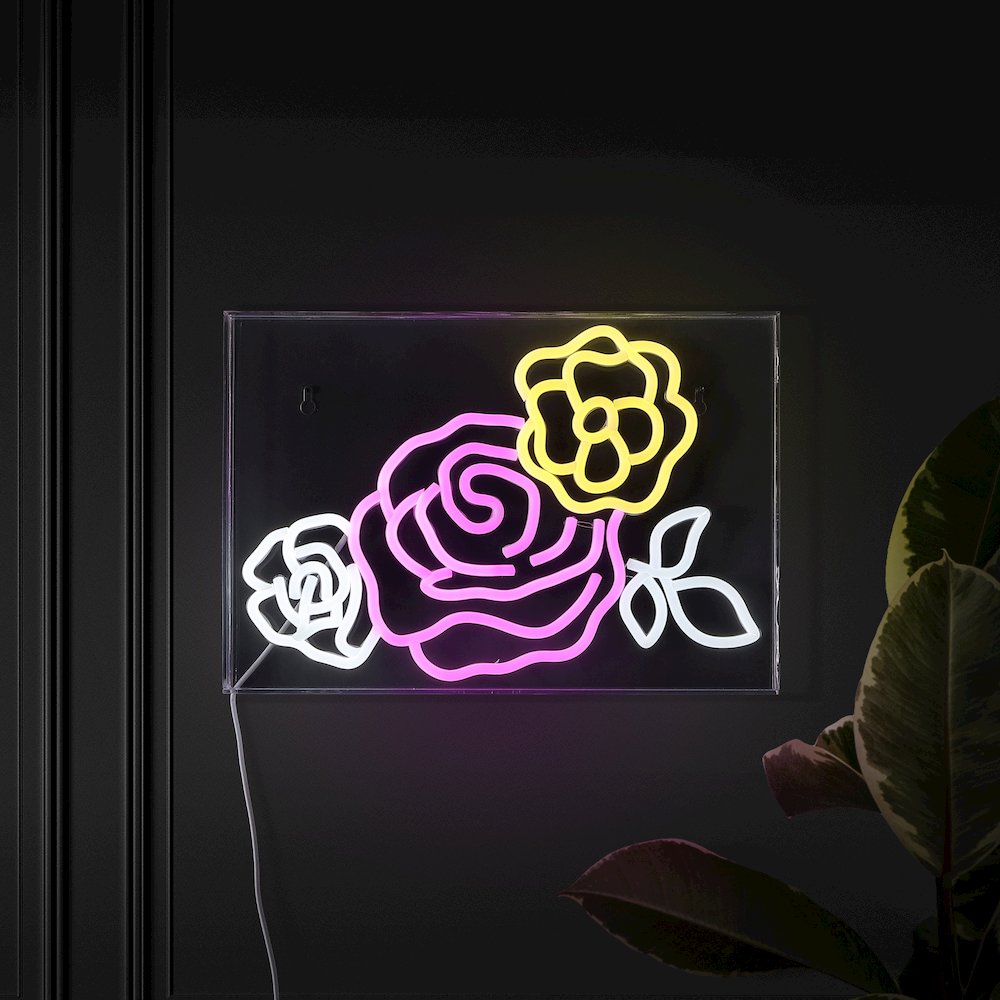Crowd Of Roses Contemporary Glam Acrylic Box Usb Operated Led Neon Light. Picture 7