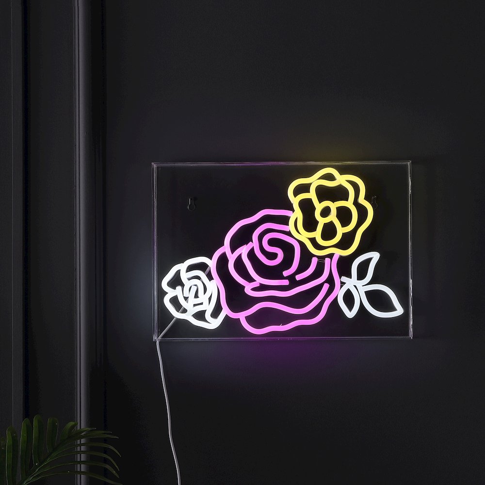 Crowd Of Roses Contemporary Glam Acrylic Box Usb Operated Led Neon Light. Picture 2