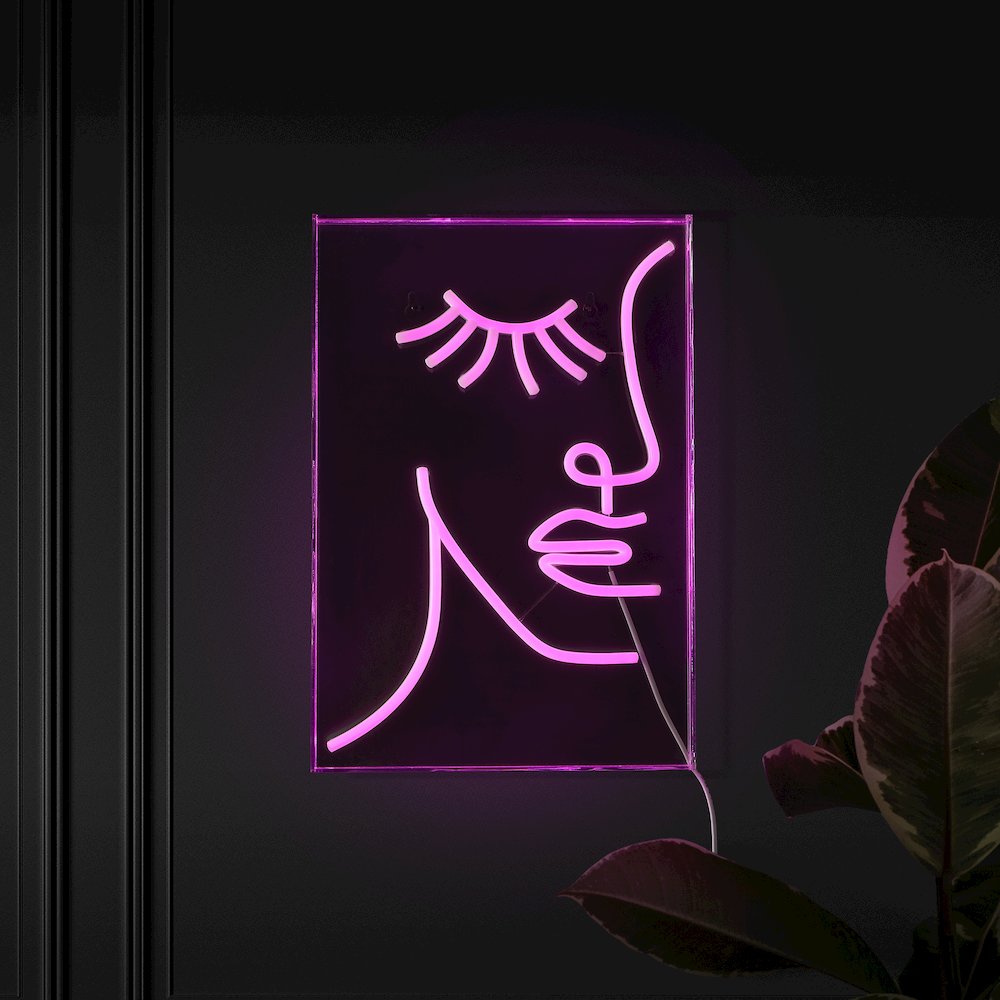 Half Face Contemporary Glam Acrylic Box Usb Operated Led Neon Light. Picture 7