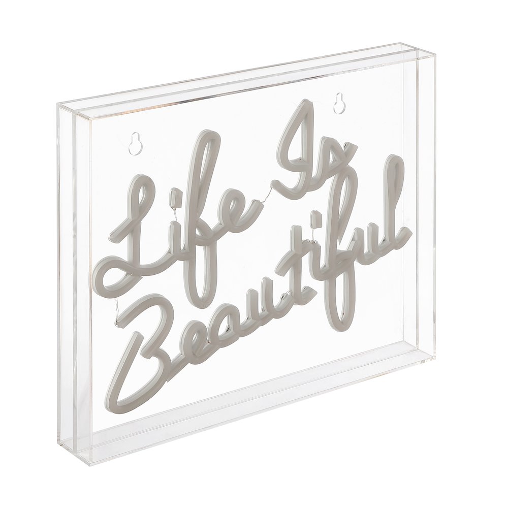 Life Is Beautiful Contemporary Glam Acrylic Box Usb Operated Led Neon Light. Picture 1
