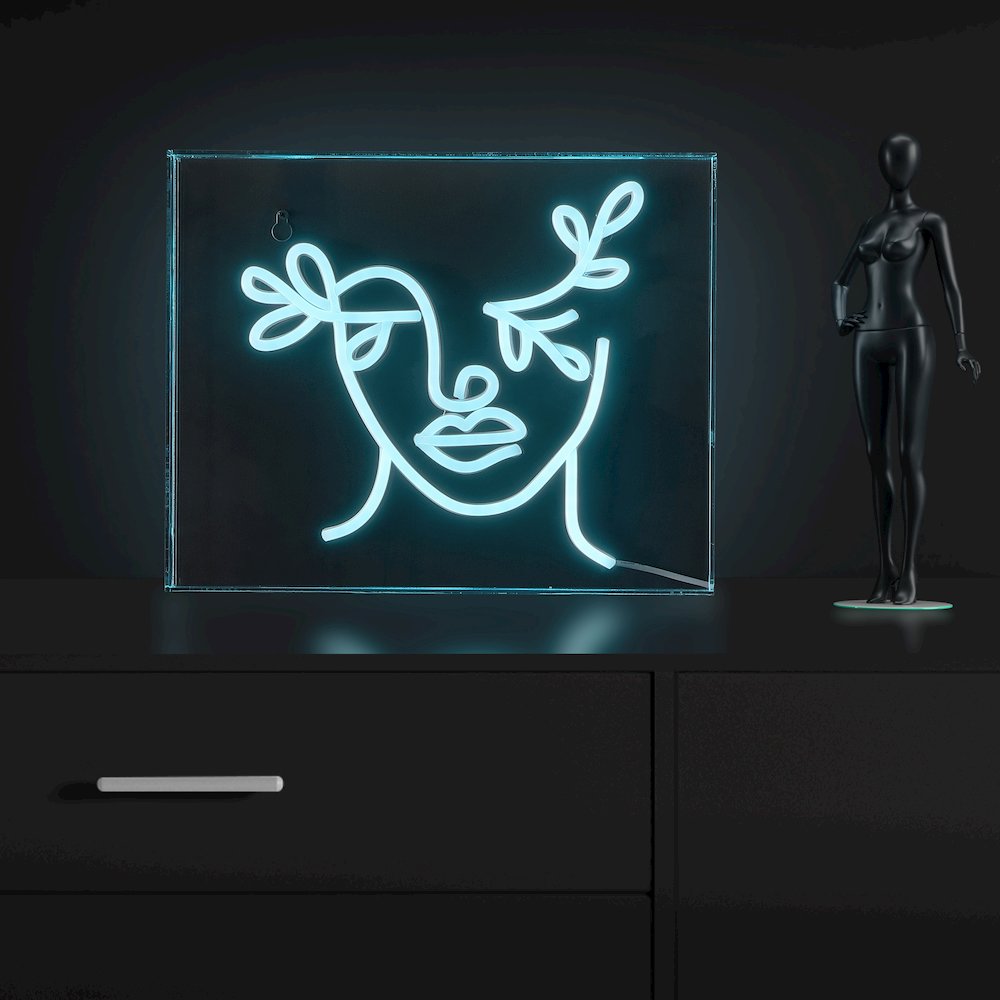 Teary Face Contemporary Glam Acrylic Box Usb Operated Led Neon Light. Picture 6