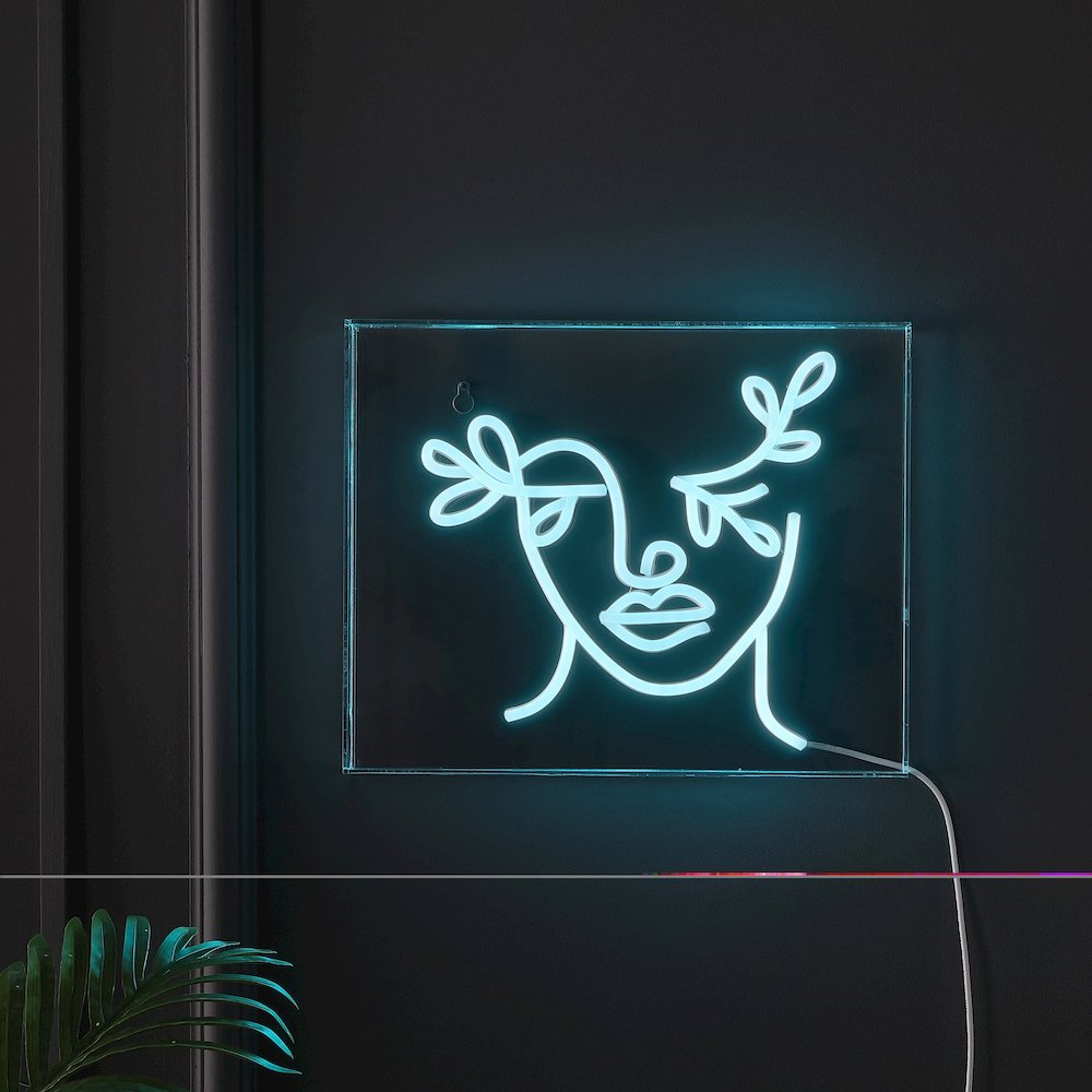 Teary Face Contemporary Glam Acrylic Box Usb Operated Led Neon Light. Picture 2