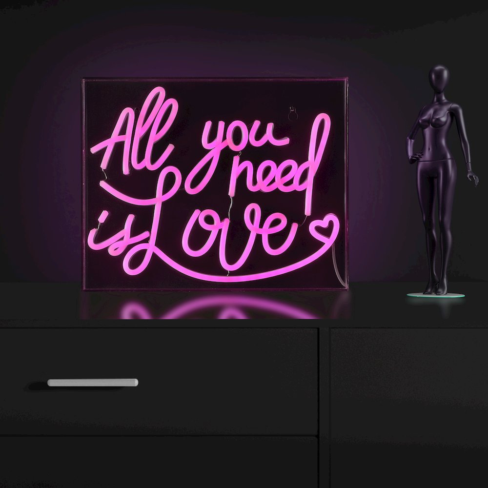 All You Need Is Love Contemporary Glam Acrylic Box Usb Operated Led Neon Light. Picture 6