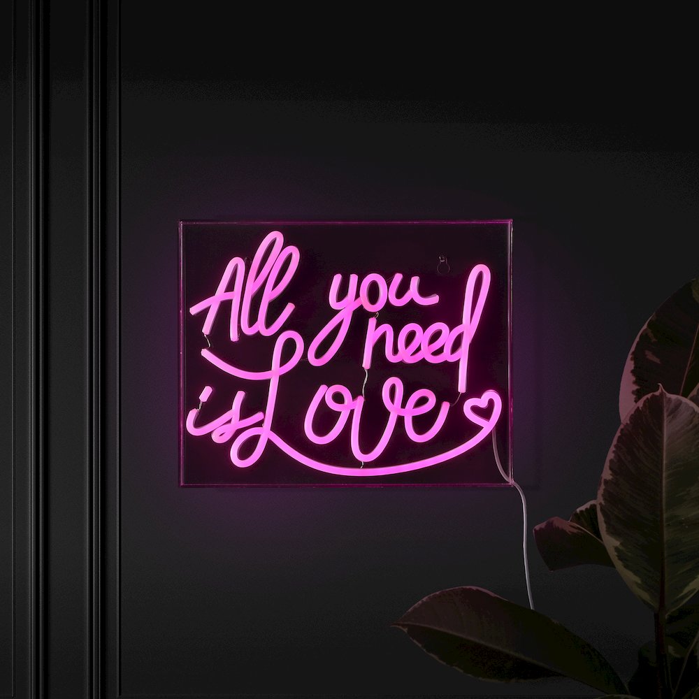 All You Need Is Love Contemporary Glam Acrylic Box Usb Operated Led Neon Light. Picture 7
