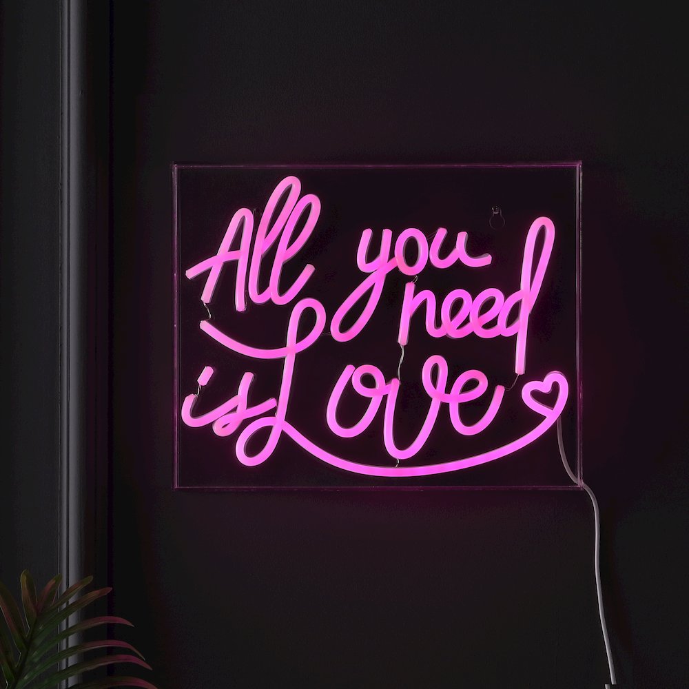 All You Need Is Love Contemporary Glam Acrylic Box Usb Operated Led Neon Light. Picture 2