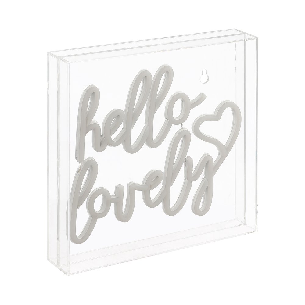 Hello Lovely Square Contemporary Glam Acrylic Box Usb Operated Led Neon Light. Picture 1