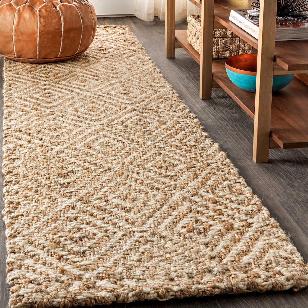 Hira Hand Woven Diamond Chunky Jute Area Rug. Picture 2