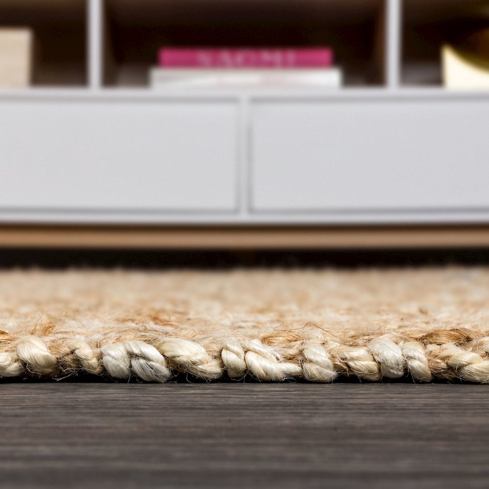 Hira Hand Woven Diamond Chunky Jute Area Rug. Picture 7
