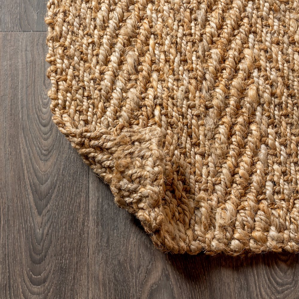 Espina Hand Woven Herringbone Chunky Jute Area Rug. Picture 3