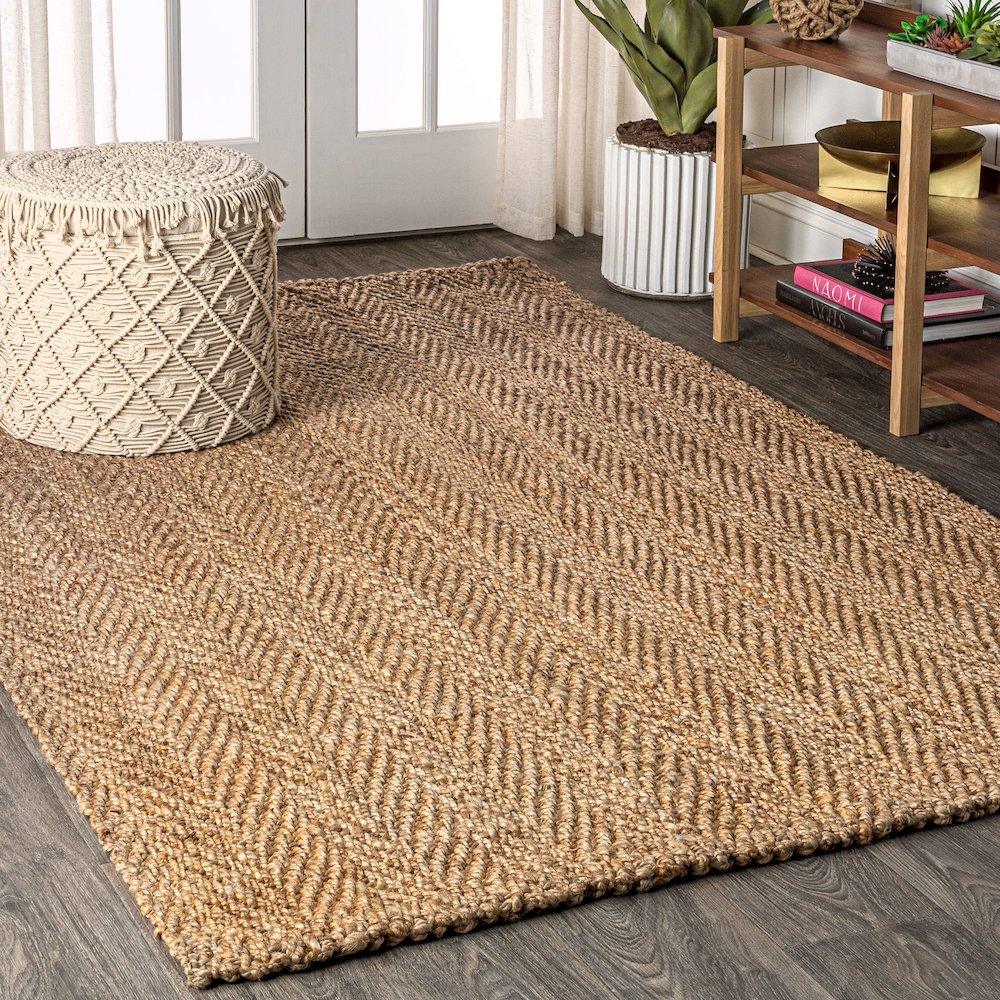 Espina Hand Woven Herringbone Chunky Jute Area Rug. Picture 2