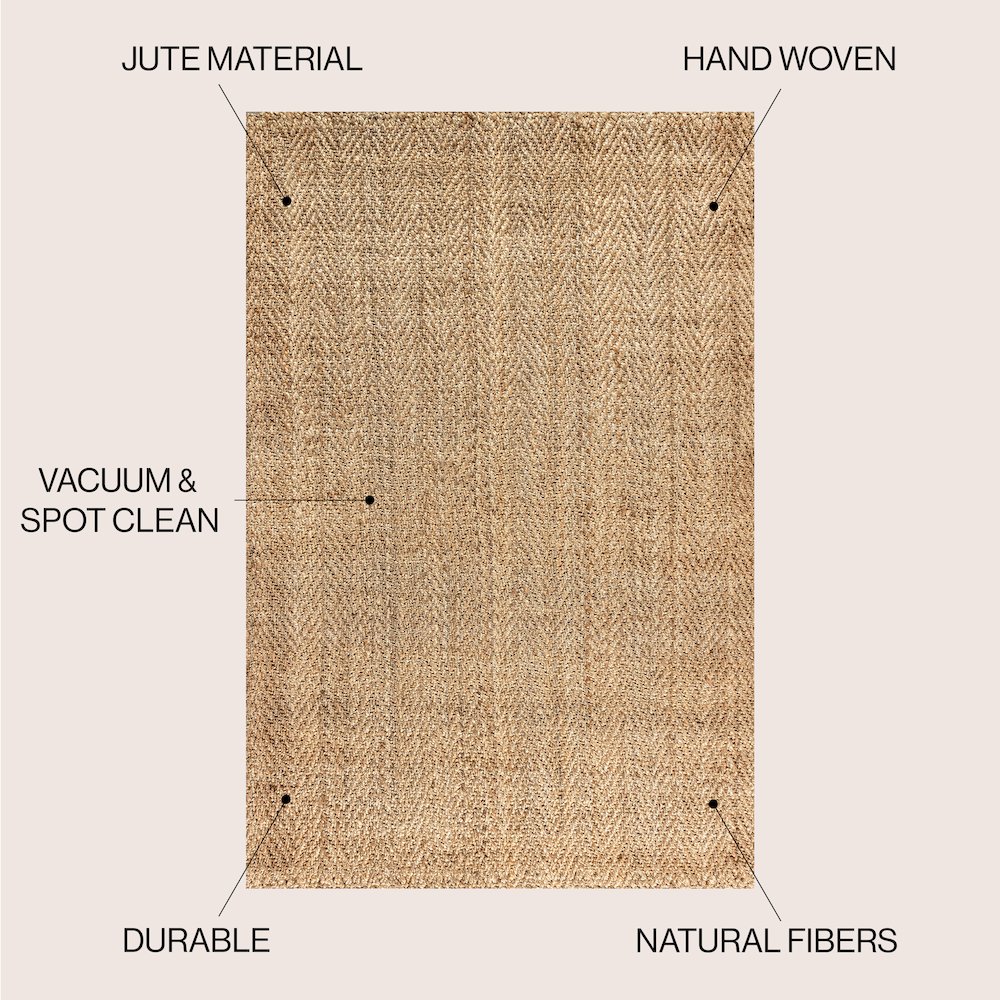 Espina Hand Woven Herringbone Chunky Jute Area Rug. Picture 4