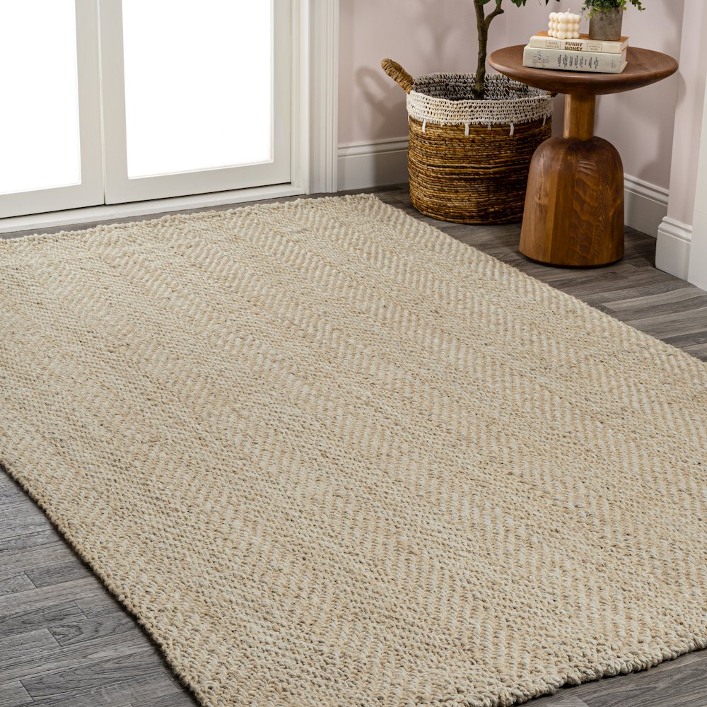 Espina Hand Woven Herringbone Chunky Jute Area Rug. Picture 3