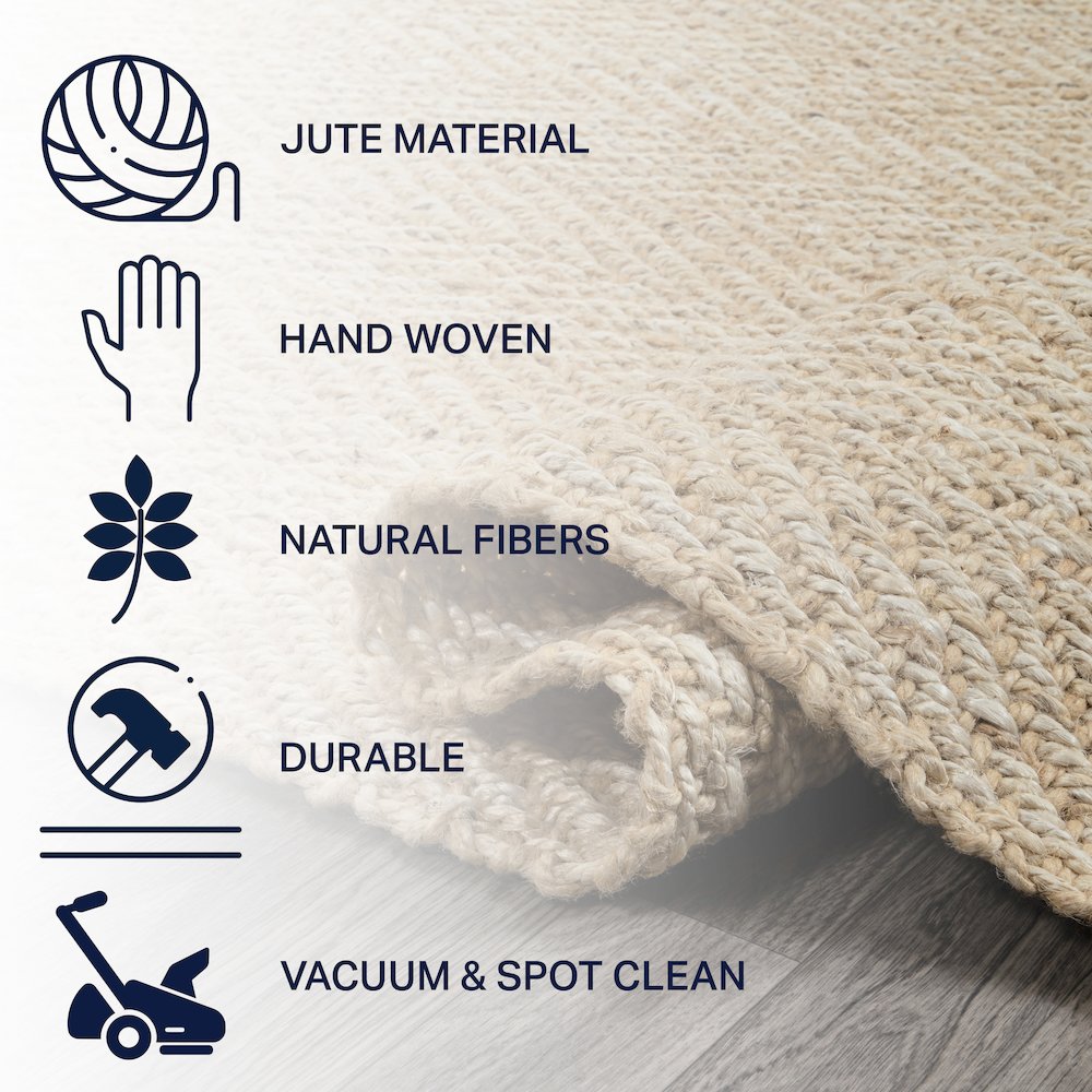 Espina Hand Woven Herringbone Chunky Jute Area Rug. Picture 3