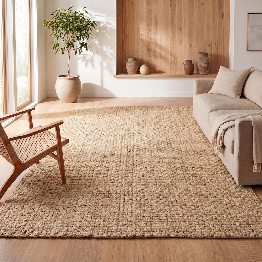 Estera Hand Woven Boucle Chunky Jute Area Rug. Picture 7