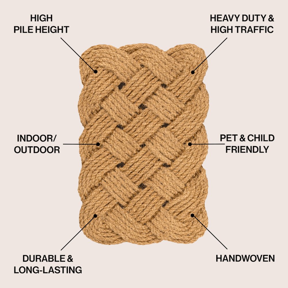 Scalloped Basketweave Coir Natural 18 in. x 30 in. Indoor/Outdoor DoorMat. Picture 5