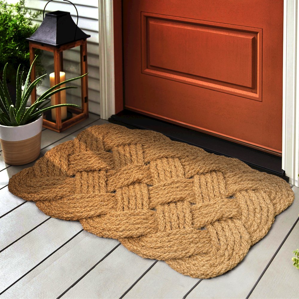Scalloped Basketweave Coir Natural 18 in. x 30 in. Indoor/Outdoor DoorMat. Picture 4