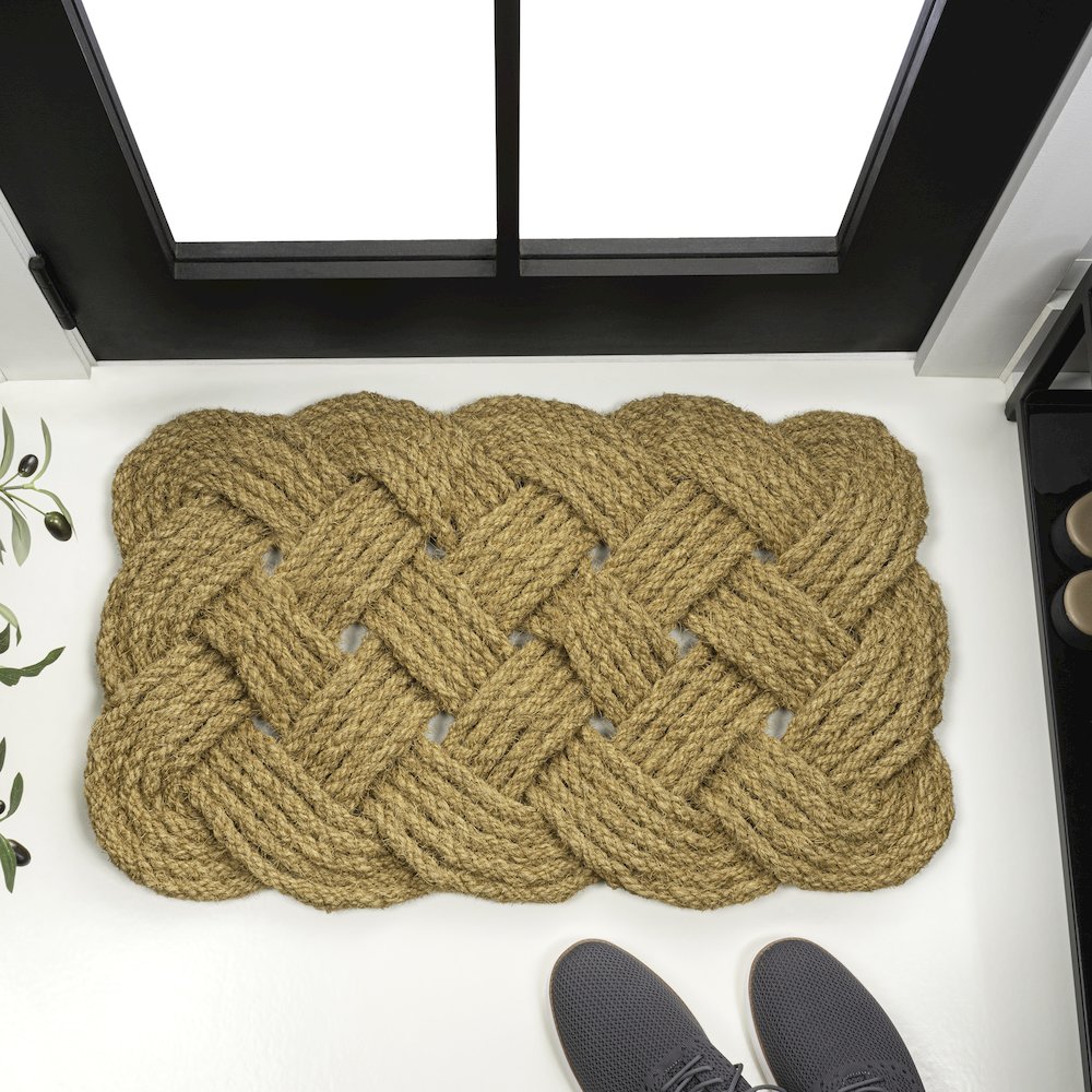 Scalloped Basketweave Coir Natural 18 in. x 30 in. Indoor/Outdoor DoorMat. Picture 2