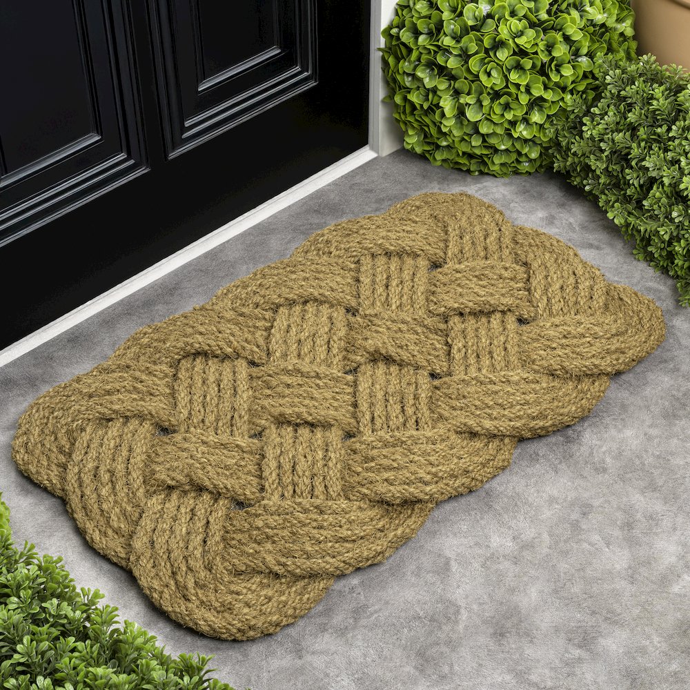 Scalloped Basketweave Coir Natural 18 in. x 30 in. Indoor/Outdoor DoorMat. Picture 3