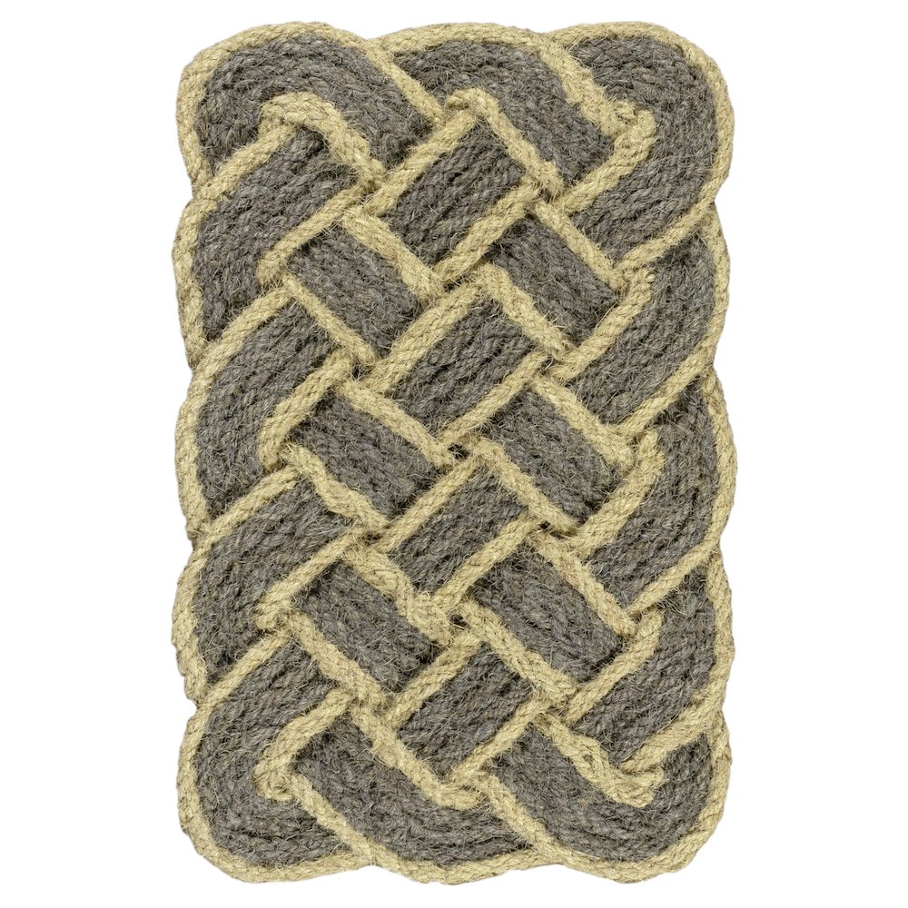 Scalloped Basketweave Coir Gray/Bleach 18 in. x 30 in. Indoor/Outdoor DoorMat. Picture 1