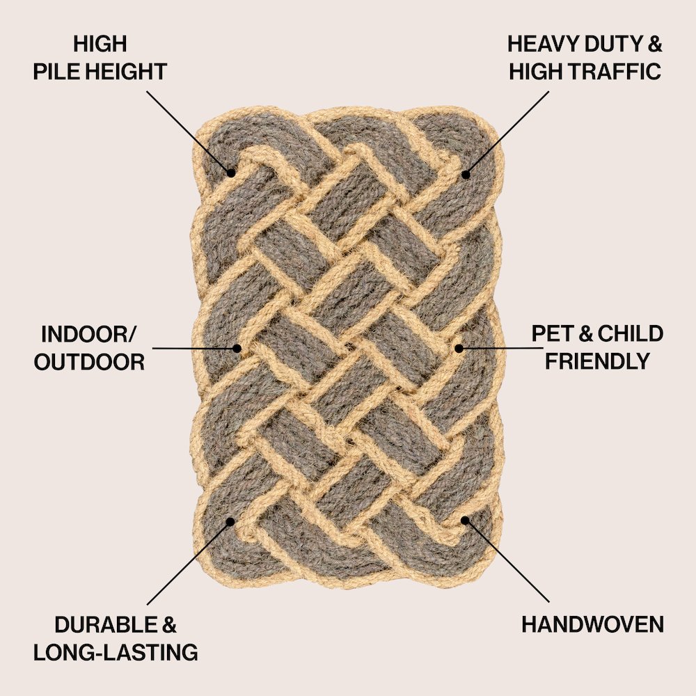Scalloped Basketweave Coir Gray/Bleach 18 in. x 30 in. Indoor/Outdoor DoorMat. Picture 5
