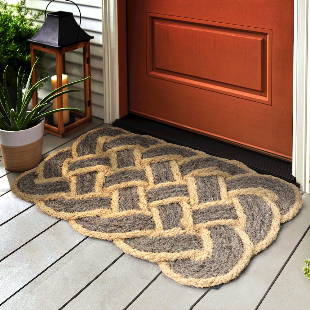 Scalloped Basketweave Coir Gray/Bleach 18 in. x 30 in. Indoor/Outdoor DoorMat. Picture 4