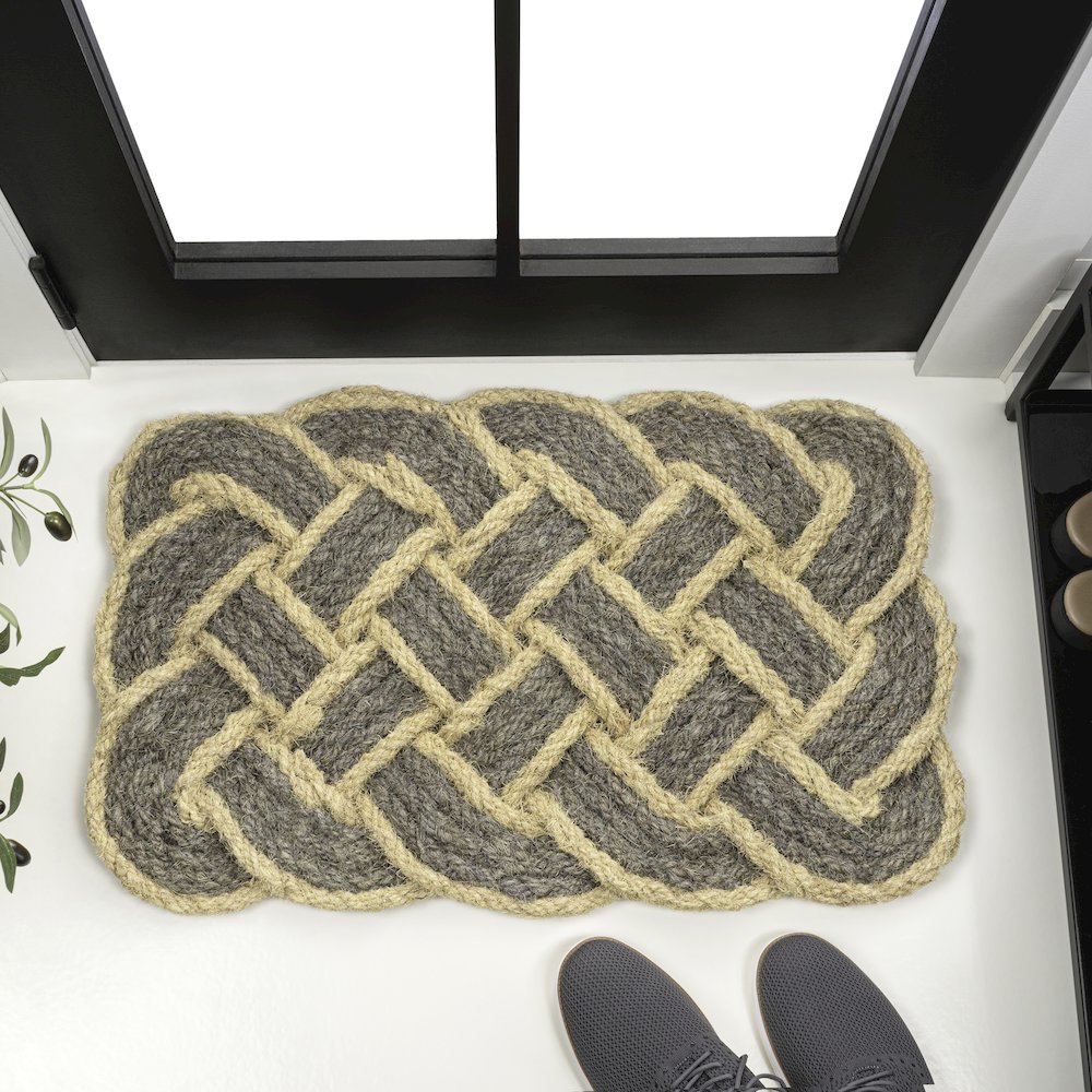 Scalloped Basketweave Coir Gray/Bleach 18 in. x 30 in. Indoor/Outdoor DoorMat. Picture 2
