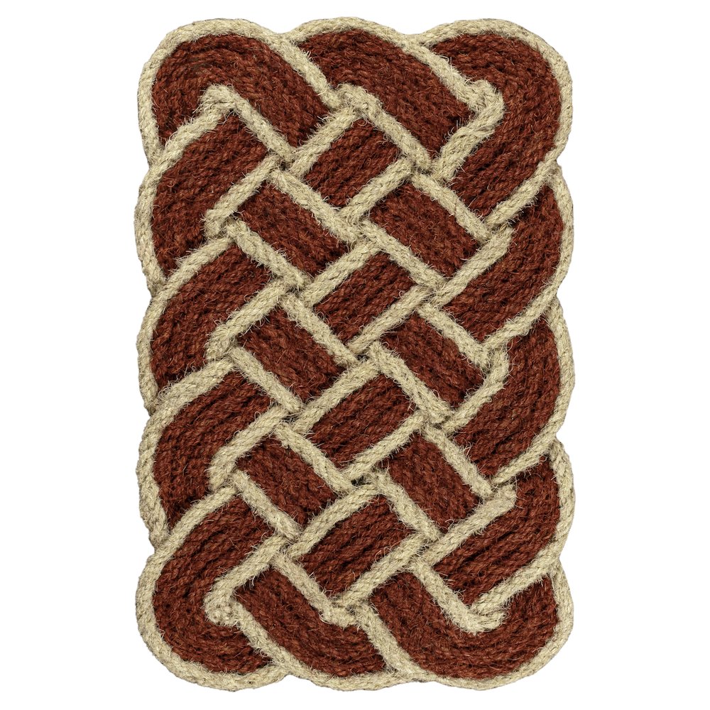 Scalloped Basketweave Coir Red/Bleach 18 in. x 30 in. Indoor/Outdoor DoorMat. Picture 1