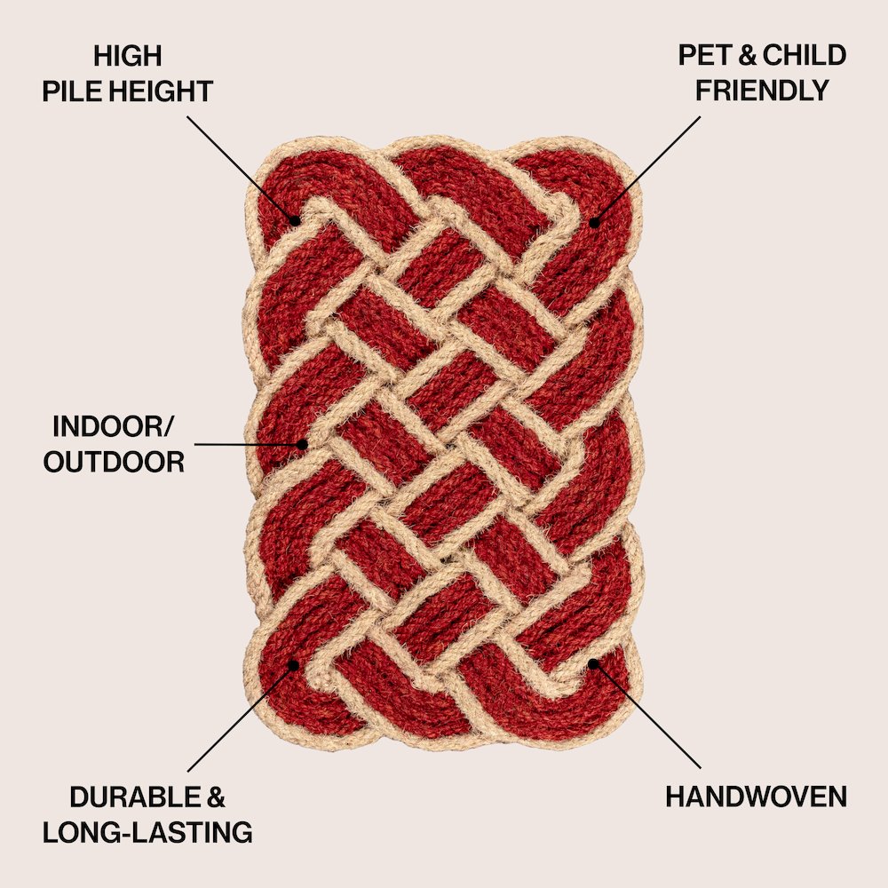 Scalloped Basketweave Coir Red/Bleach 18 in. x 30 in. Indoor/Outdoor DoorMat. Picture 5