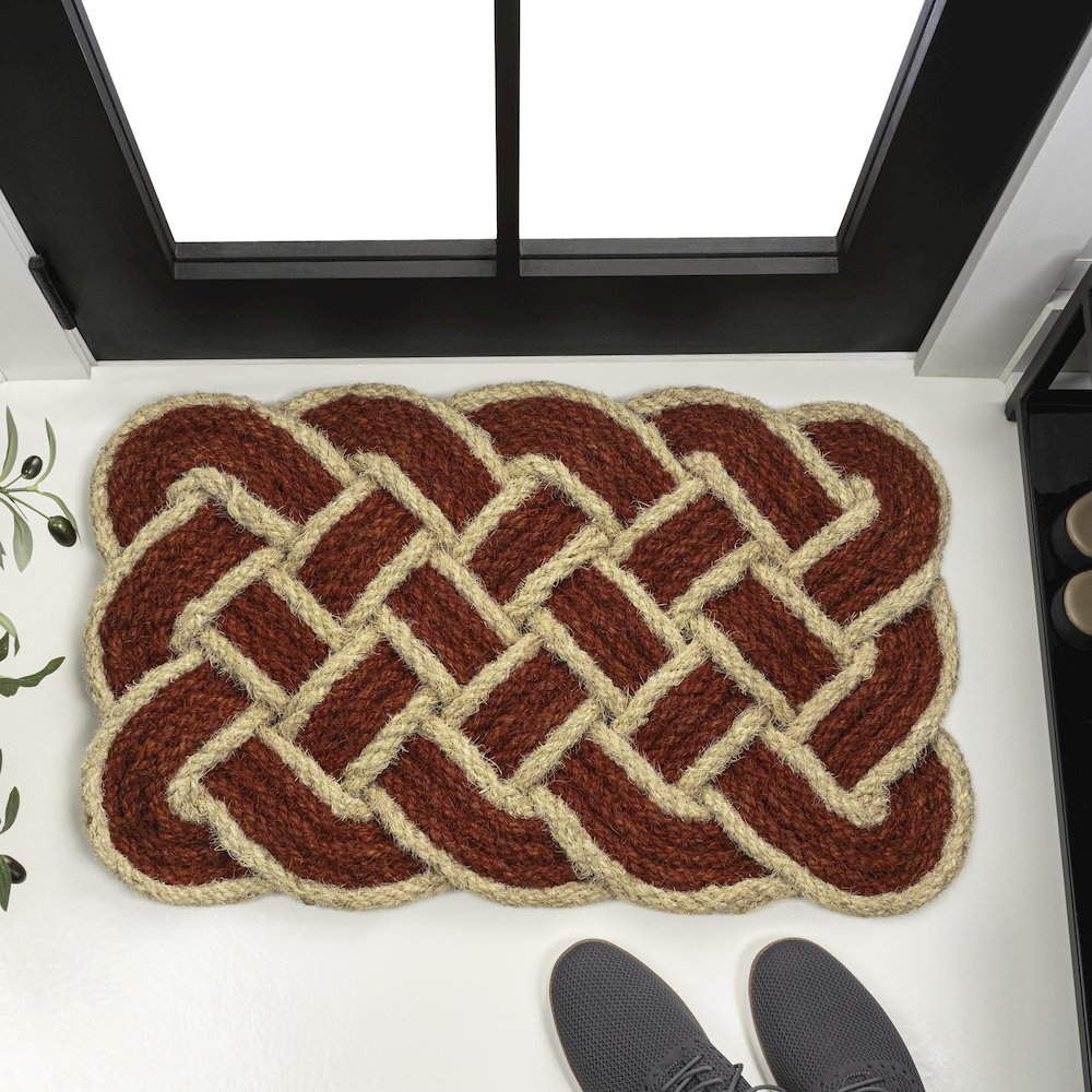 Scalloped Basketweave Coir Red/Bleach 18 in. x 30 in. Indoor/Outdoor DoorMat. Picture 2