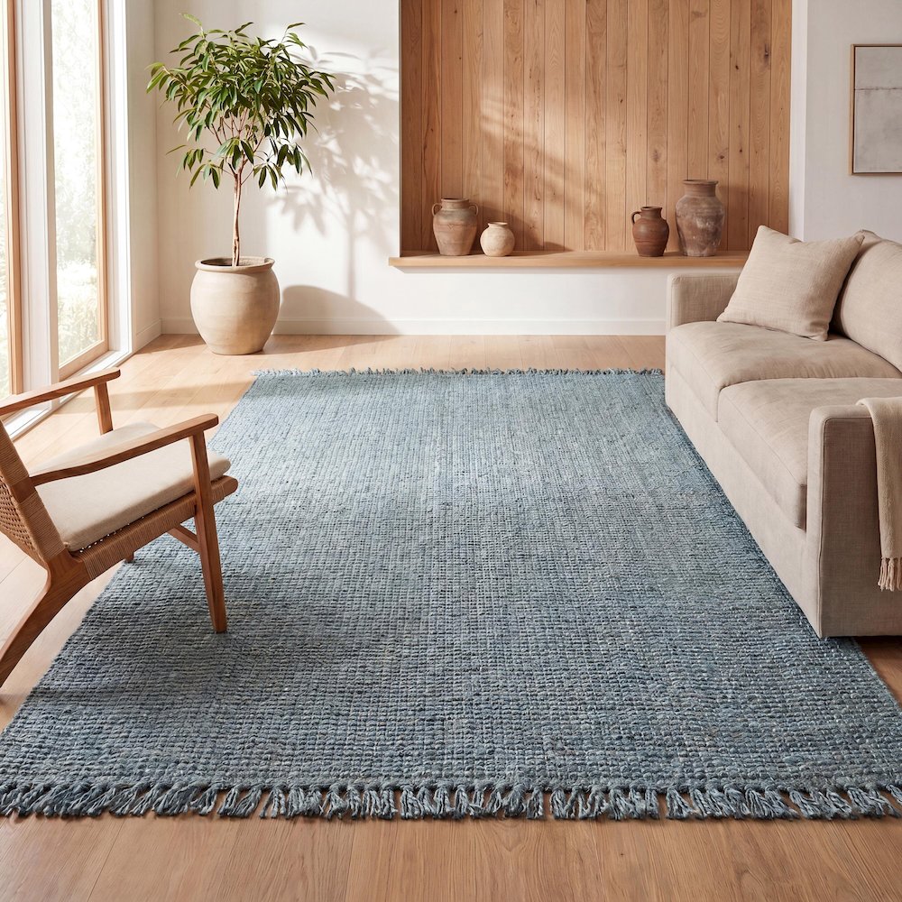 Pata Hand Woven Chunky Jute With Fringe Area Rug. Picture 10