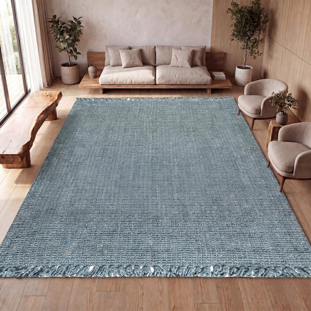 Pata Hand Woven Chunky Jute With Fringe Area Rug. Picture 11
