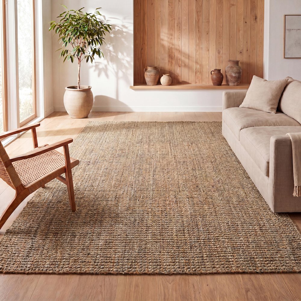 Biot Traditional Rustic Handwoven Jute Area Rug. Picture 6