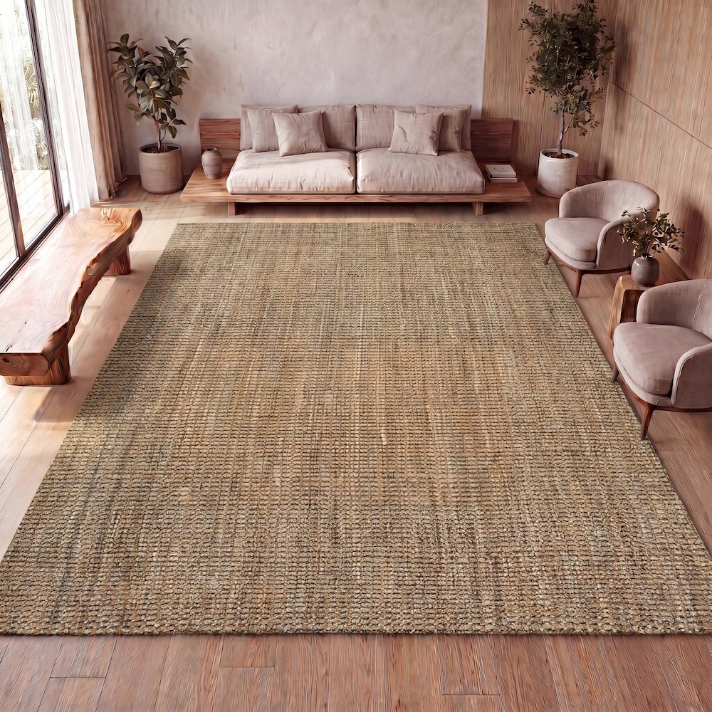 Biot Traditional Rustic Handwoven Jute Area Rug. Picture 7