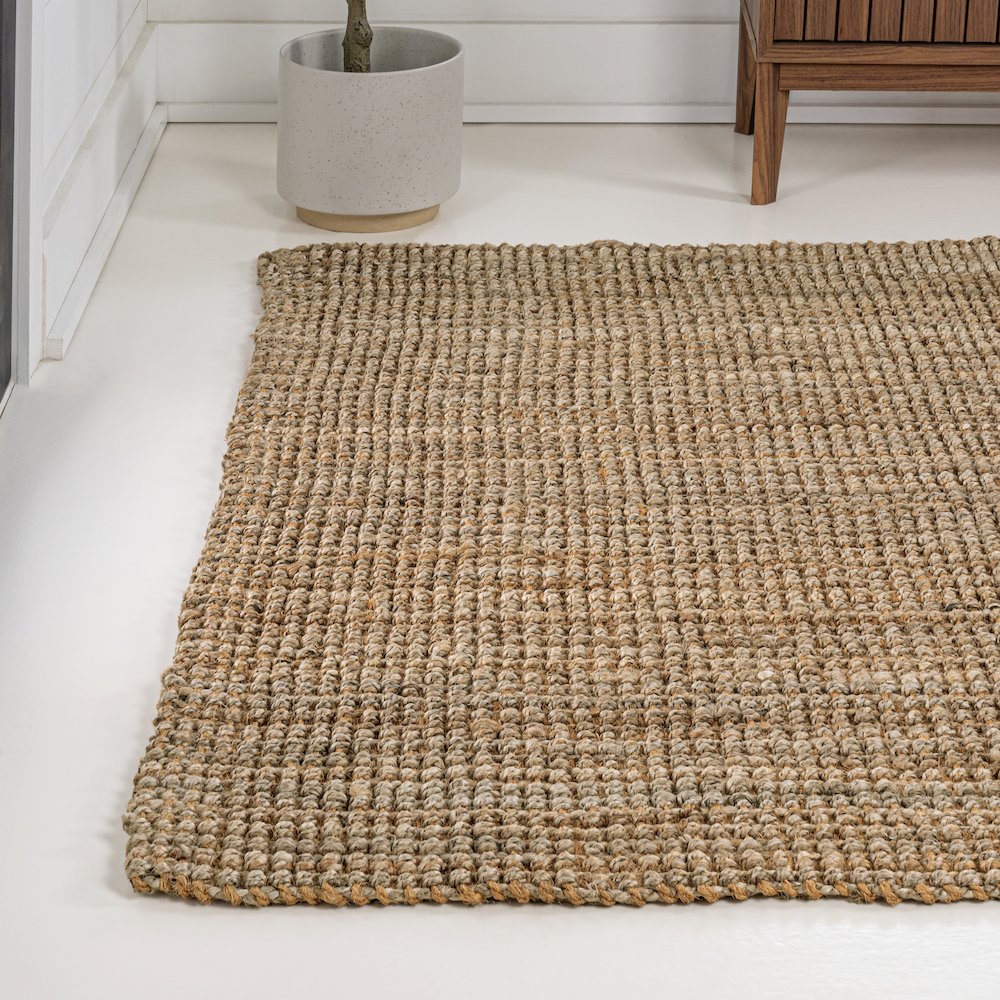 Biot Traditional Rustic Handwoven Jute Area Rug. Picture 1
